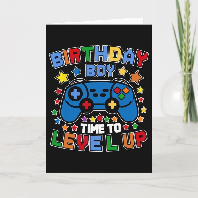 Tarjeta Cumpleaños Chico Tiempo De Subir De Nivel Cumpleañ (Anverso)