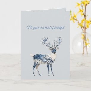 Tarjeta Cumpleaños Ciervo Chic Blanco Azul