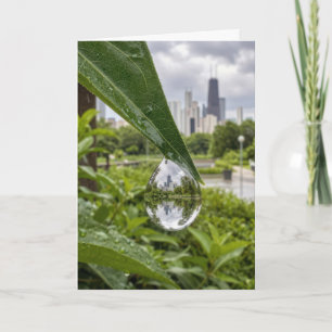 Tarjeta Cumpleaños Ciudad de Chicago en una gota de lluvia