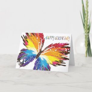 Tarjeta Cumpleaños colorido hermoso de la mariposa
