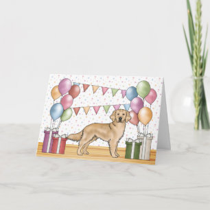 Tarjeta Cumpleaños Colorido Pastel Retriever Dorado Amaril