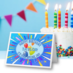 Tarjeta Cumpleaños Colorido y Infantil Personalizado