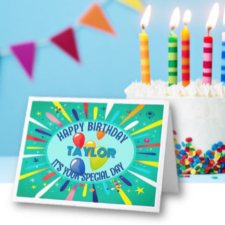 Tarjeta Cumpleaños Colorido y Infantil Personalizado