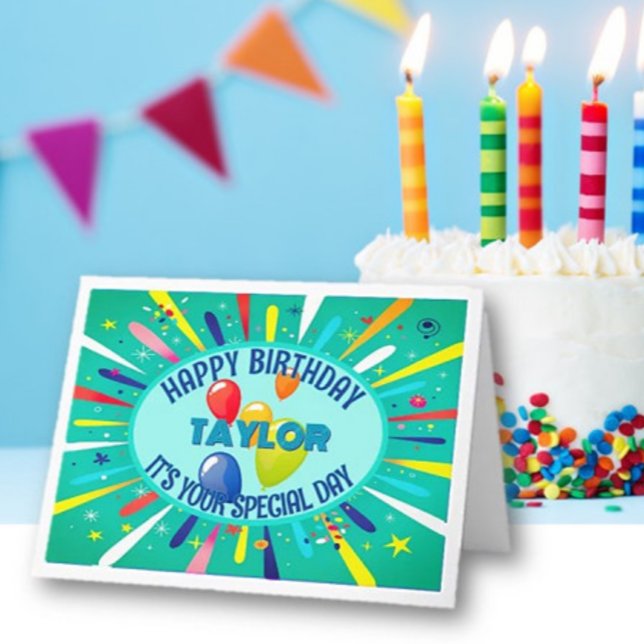 Tarjeta Cumpleaños Colorido y Infantil Personalizado (Subido por el creador)