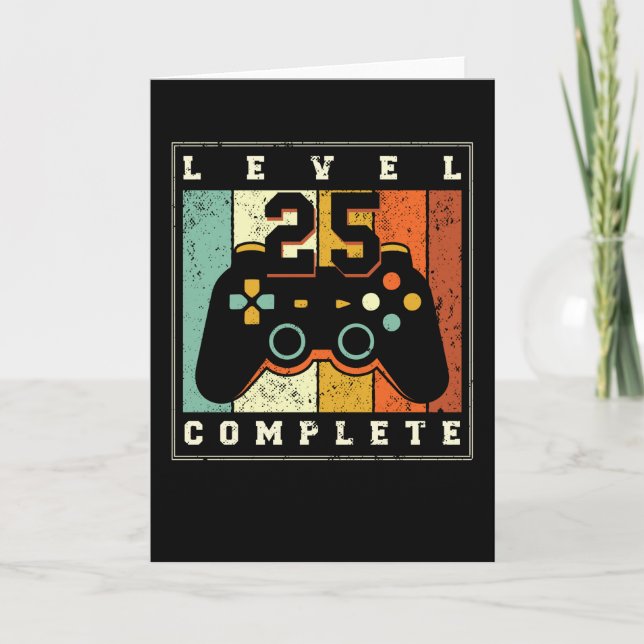 Tarjeta Cumpleaños completo de LVL 25 Gamer (Anverso)