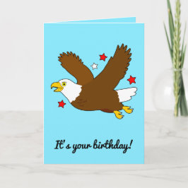 Tarjeta Cumpleaños con águila en aumento entre las estrell