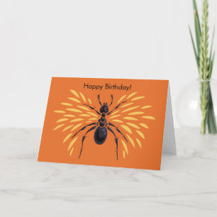 Tarjeta Cumpleaños con alas texto de encargo anaranjado