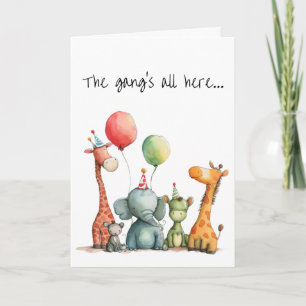 Tarjeta Cumpleaños con animales de Personalizado quirky