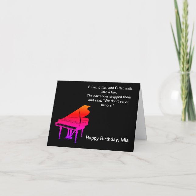 Tarjeta Cumpleaños con chiste de piano divertido (Anverso)