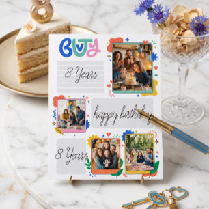 Tarjeta Cumpleaños con Collage de Fotos Modernas y Colorid