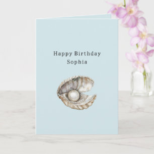 Tarjeta Cumpleaños con conchas de perlas