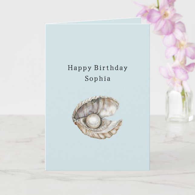 Tarjeta Cumpleaños con conchas de perlas (Orquídea)