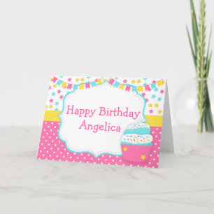 Tarjeta Cumpleaños con Cupcake y Sprinkles