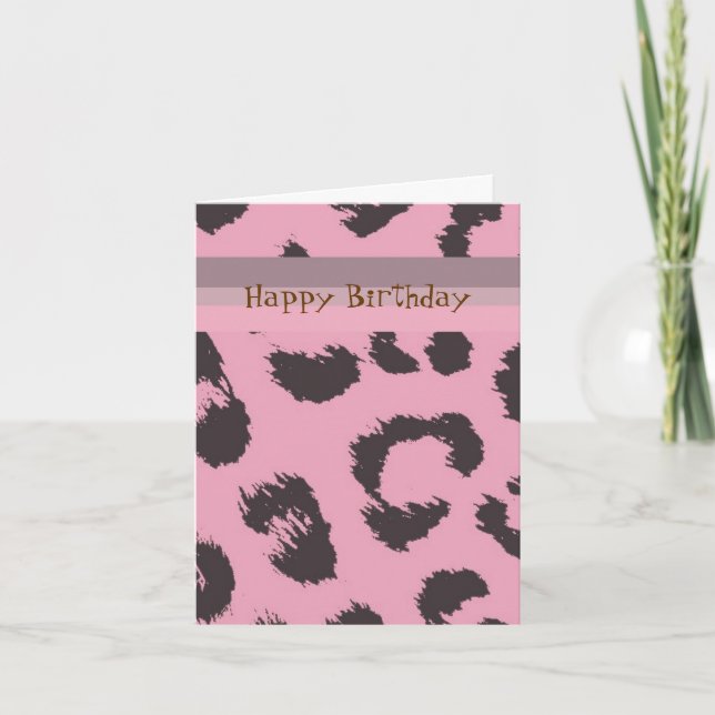 Tarjeta Cumpleaños con estampado de piel de leopardo (Anverso)