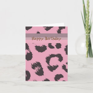 Tarjeta Cumpleaños con estampado de piel de leopardo