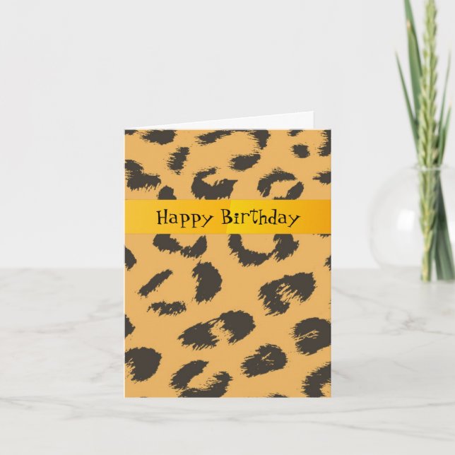 Tarjeta Cumpleaños con estampado de piel de leopardo (Anverso)