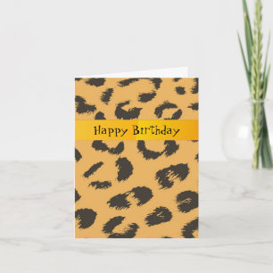 Tarjeta Cumpleaños con estampado de piel de leopardo