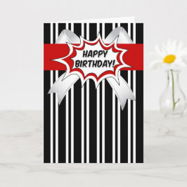 Tarjeta Cumpleaños con estilo de cómic rojo