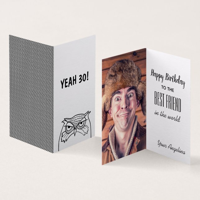 Tarjeta Cumpleaños con foto divertida (Interior y exterior)