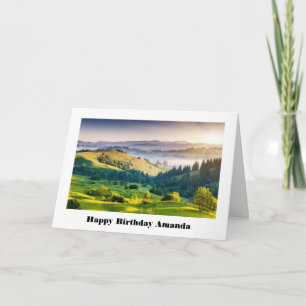 Tarjeta Cumpleaños con foto escénica de colinas onduladas