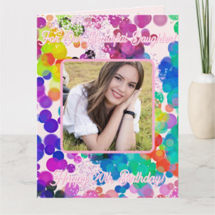 Tarjeta Cumpleaños con Foto Personalizada Bokeh Abstracto 