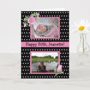 Tarjeta Cumpleaños con Fotos de Ahora y Entonces en Acuare