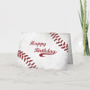 Tarjeta Cumpleaños Con Gran Deporte De Béisbol Grunge