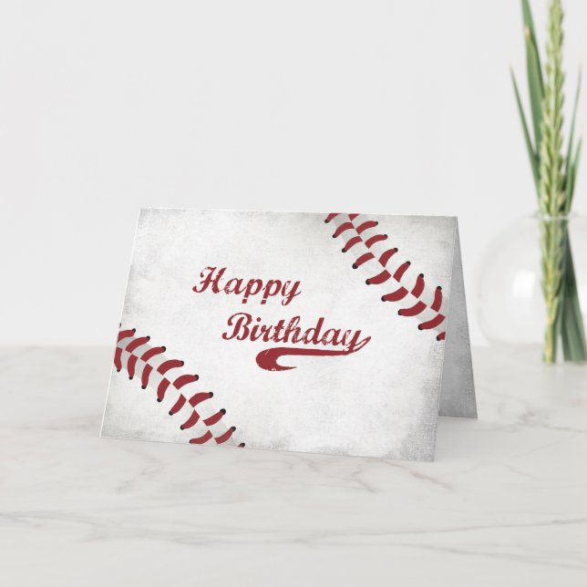 Tarjeta Cumpleaños Con Gran Deporte De Béisbol Grunge (Anverso)