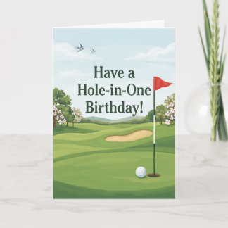 Tarjeta Cumpleaños con hoyo en uno de golf
