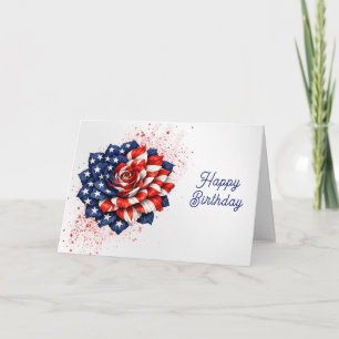 Tarjeta Cumpleaños con ilustración floral de bandera patri