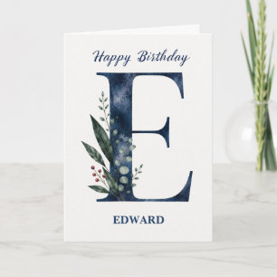 Tarjeta Cumpleaños con la letra E para él Personalizado No
