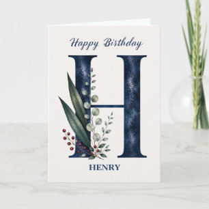 Tarjeta Cumpleaños con la letra H para él Nombre personali