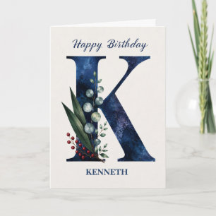 Tarjeta Cumpleaños con la letra K para él Nombre personali