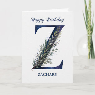 Tarjeta Cumpleaños con la letra Z para él Nombre personali