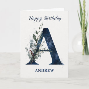 Tarjeta Cumpleaños con letra A para él Nombre personalizad