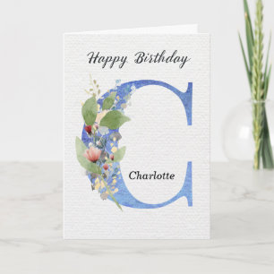 Tarjeta Cumpleaños con letra C Nombre personalizado Ella A