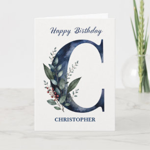 Tarjeta Cumpleaños con letra C para él personalizado nombr