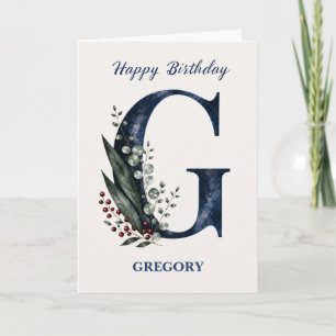 Tarjeta Cumpleaños con letra G para él Personalizado Nombr