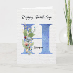 Tarjeta Cumpleaños con letra H personalizada nombre ella a