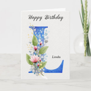 Tarjeta Cumpleaños con letra L Nombre personalizado Ella M