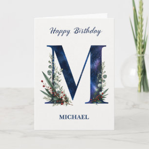 Tarjeta Cumpleaños con letra M para él Nombre personalizad