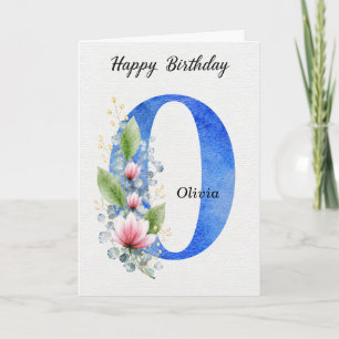 Tarjeta Cumpleaños con letra O Nombre personalizado Ella A