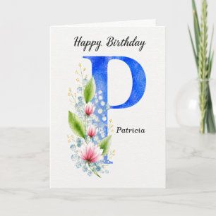 Tarjeta Cumpleaños con letra P Nombre personalizado Ella M