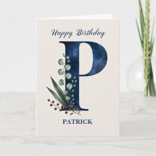 Tarjeta Cumpleaños con letra P para él Nombre personalizad