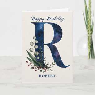 Tarjeta Cumpleaños con letra R para él Nombre personalizad