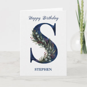 Tarjeta Cumpleaños con letra S para él Nombre personalizad
