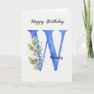 Tarjeta Cumpleaños con letra W Nombre personalizado Ella A