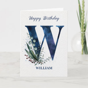 Tarjeta Cumpleaños con letra W para él Nombre personalizad