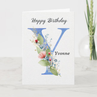 Tarjeta Cumpleaños con letra Y Nombre personalizado Ella M