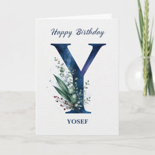 Tarjeta Cumpleaños con letra Y para él Nombre personalizad